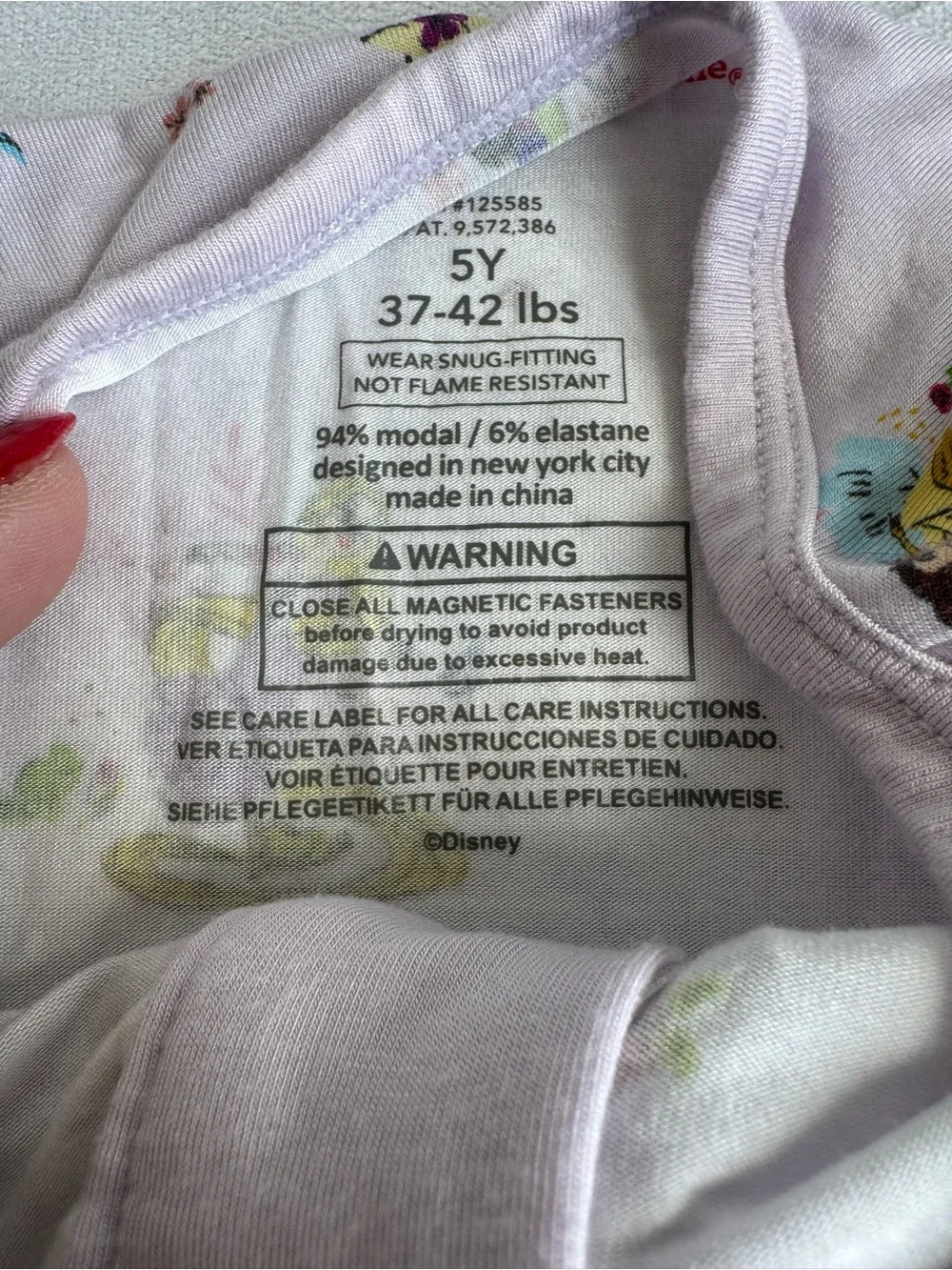Magnetic me Disney princess pajama top bamboo 5T purple long sleeve soft‎ cozy